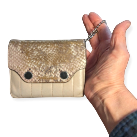 Vintage Rag & Bone wristlet wallet snakeskin leather quilted chain snap wallet - Picture 16 of 16